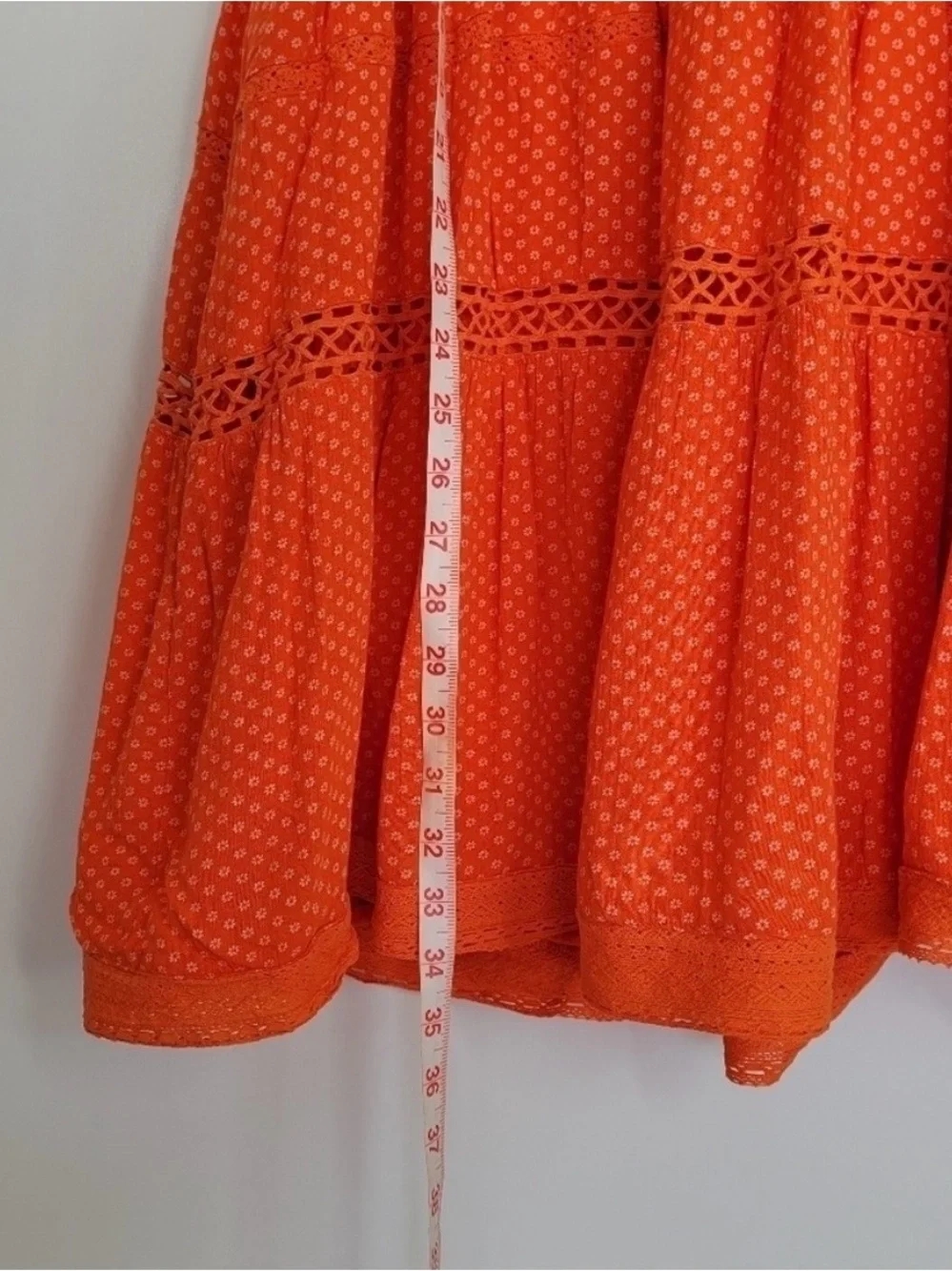 Free People Retro Kitty Dress Large Boho‎ A line Spring Floral Babydoll Orange